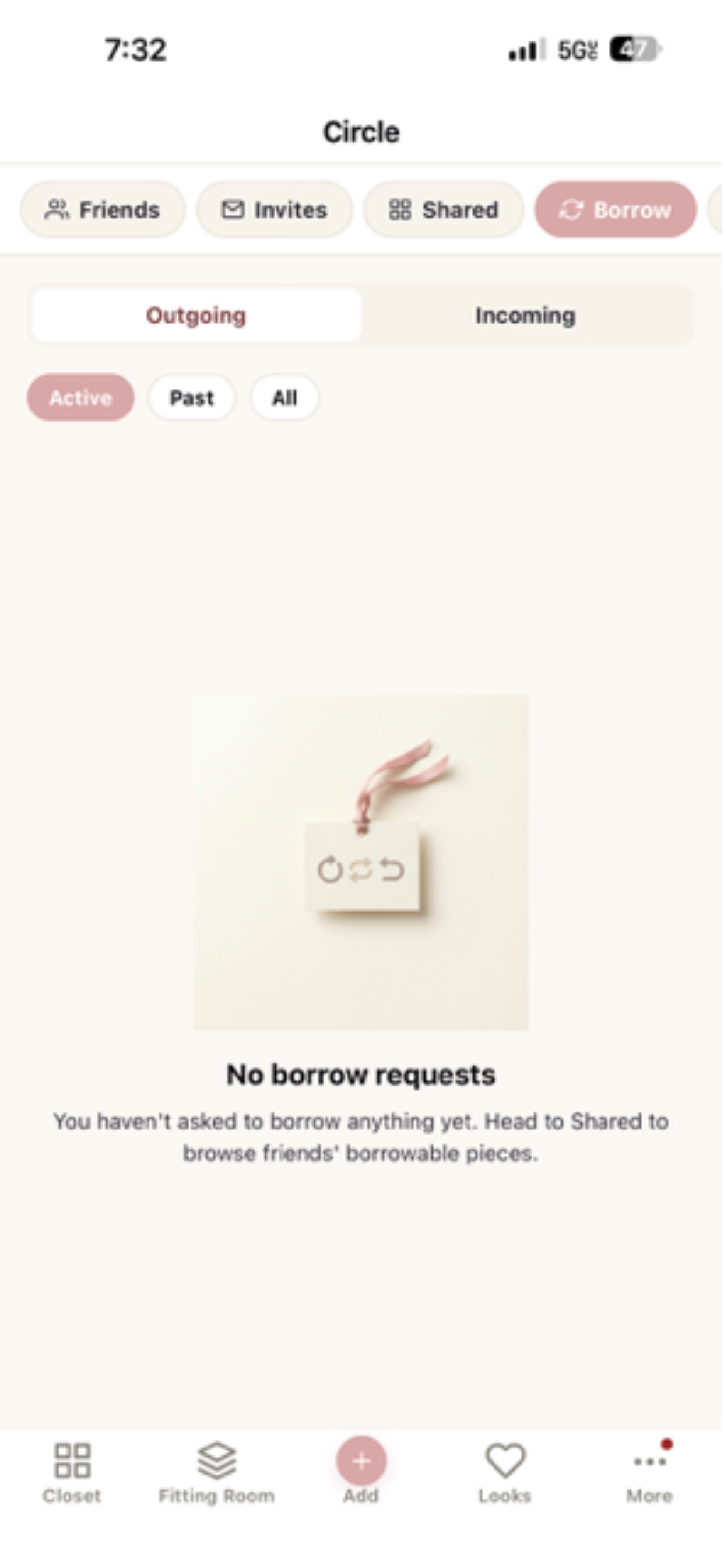 Borrow tab in Circle, tracking outgoing requests